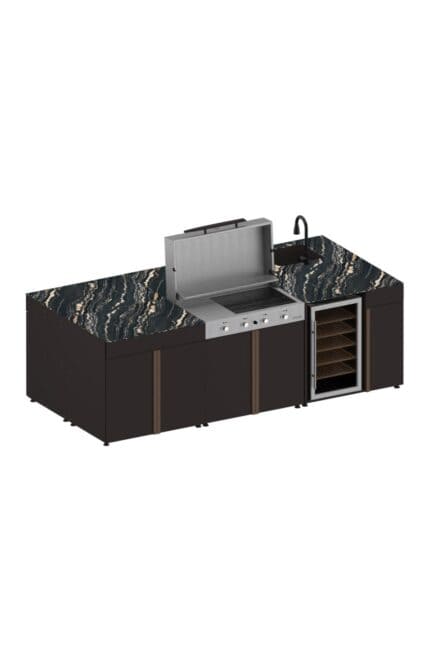 285x136 Cm Outdoor Kitchen Island Configuration - 6 Modules