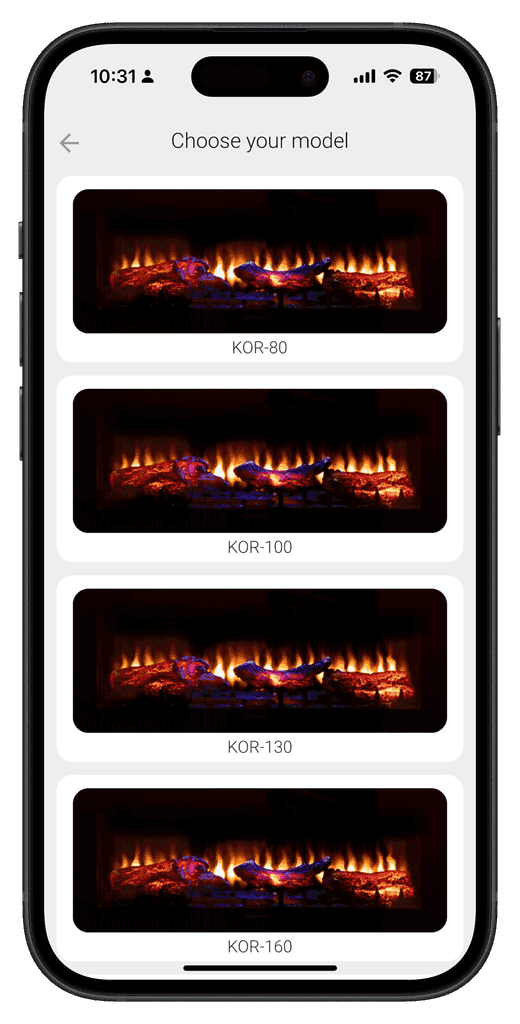 korflame app - connecting devices